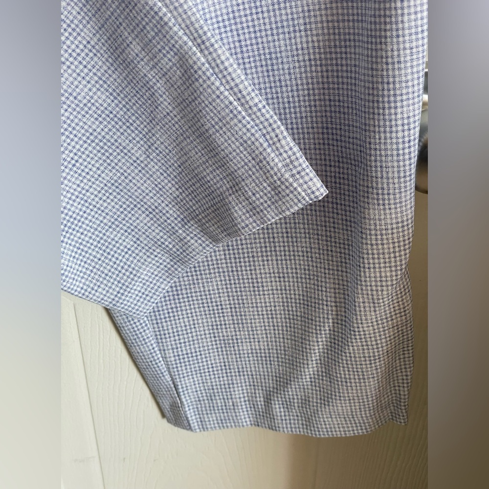 Gingham Tapered Trousers Blue White Sz 14 - Picture 7 of 14